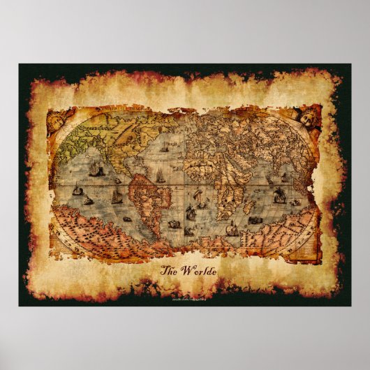 コロンバス旧世界地図ポスター ポスター (正面)