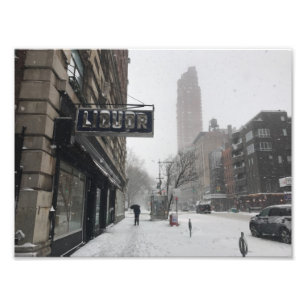 コロンバス通り酒屋NYC吹雪の冬 フォトプリント
