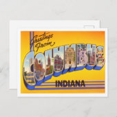 コロンバス、インディアナヴィンテージ大文字葉書 ポストカード (正面/裏面)