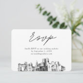 コロンバス ウェディング ミニマリスト スケッチ RSVP エンクロージャーカード (スタンド正面)