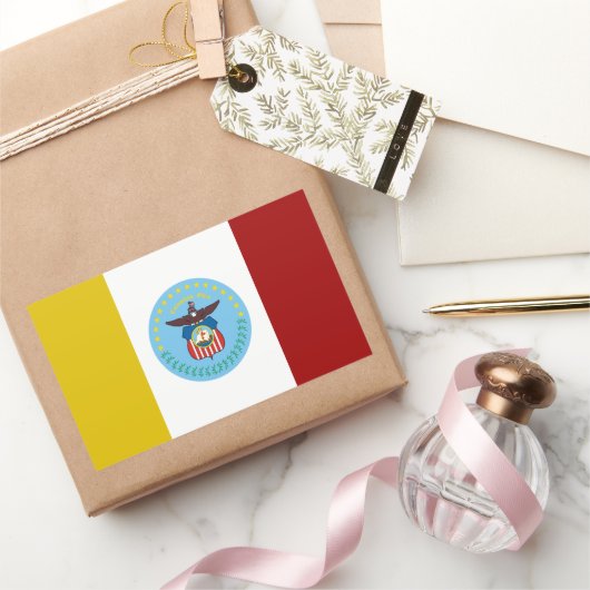 コロンバス（オハイオ）市旗 長方形シール (ギフト)