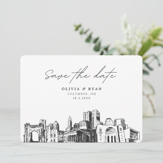 コロンバ結婚スのモダン日付の保存 招待状 (スタンド正面)