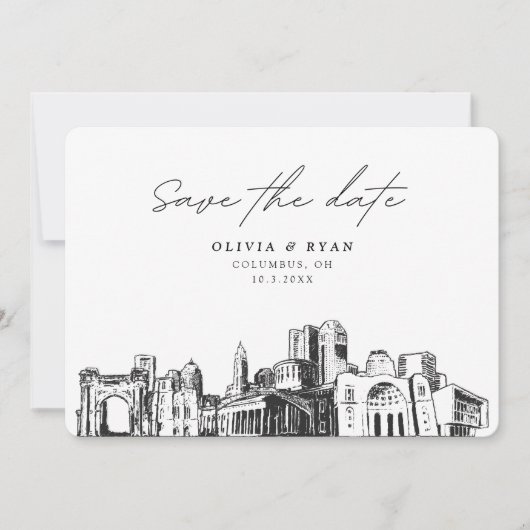 コロンバ結婚スのモダン日付の保存 招待状 (正面)