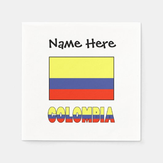 コロンビアおよびコロンビアパーソナライズされた国旗 スタンダードカクテルナプキン (正面)