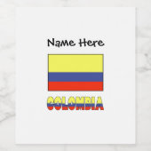 コロンビアおよびコロンビア国旗あなたの名前 ワインラベル (シングルラベル)