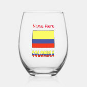 コロンビアおよびコロンビア国旗の赤の個人設定 ステムなしワイングラス (正面)