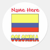 コロンビアおよびコロンビア国旗の赤の個人設定 ラウンドシール (正面)