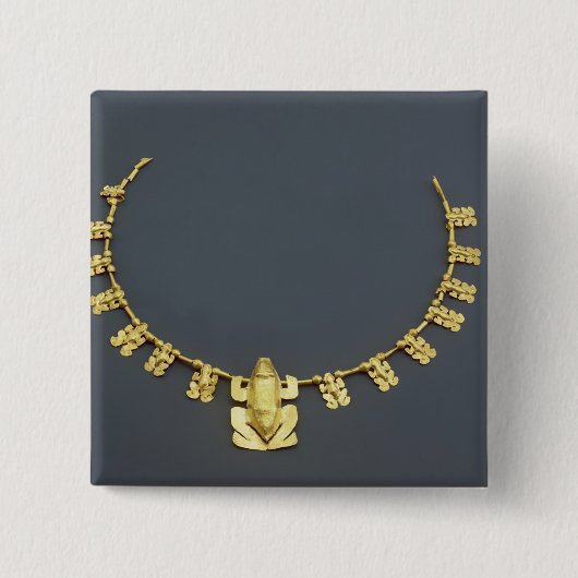 コロンビアからのカエルが付いているQuimbayaのネックレス、 缶バッジ (正面)