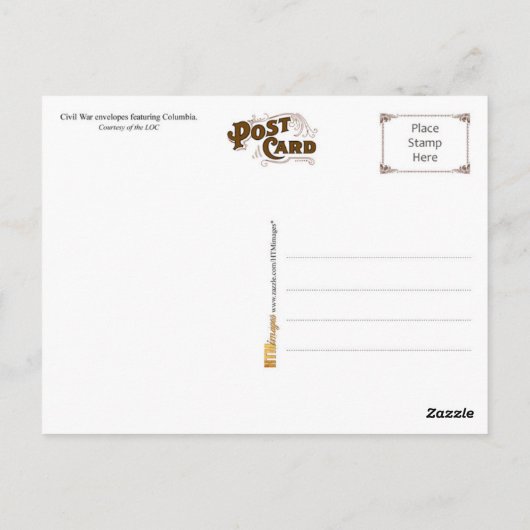 コロンビアが描かれた南北戦争時の郵便封筒 ポストカード (裏面)