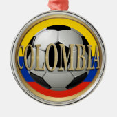 コロンビアのサッカーボールクリスマス メタルオーナメント (正面)