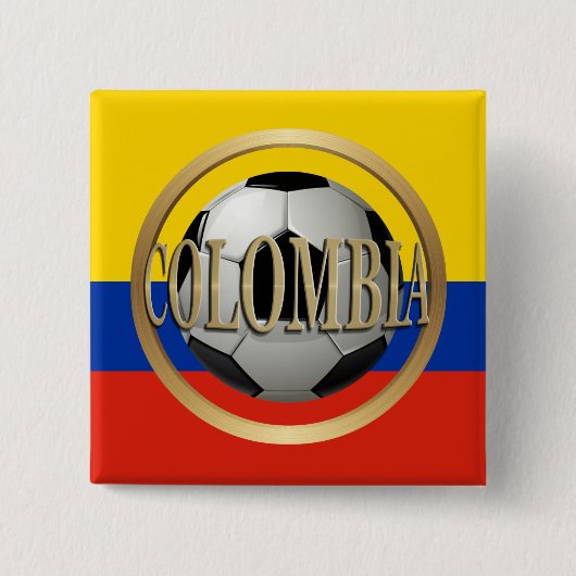 コロンビアのサッカーボール 缶バッジ (正面)