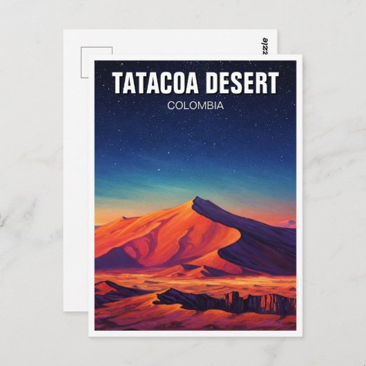コロンビアのタタコア砂漠の夜の旅行 ポストカード (正面/裏面)
