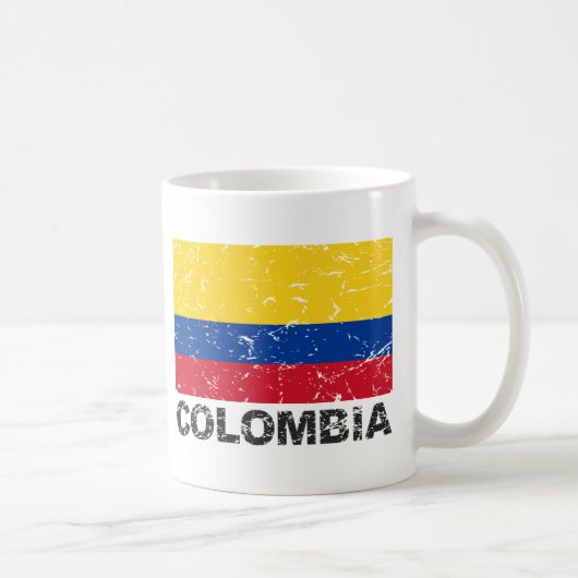 コロンビアのヴィンテージの旗 コーヒーマグカップ (右)
