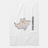 コロンビアの単語のコラージュ キッチンタオル (縦)