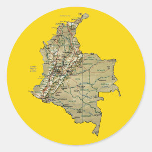 コロンビアの地図ステッカー ラウンドシール