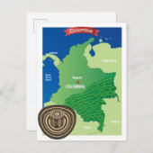 コロンビアの地図 ポストカード (正面/裏面)