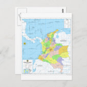 コロンビアの地図 ポストカード (正面/裏面)