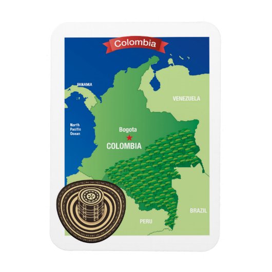 コロンビアの地図 マグネット (縦)
