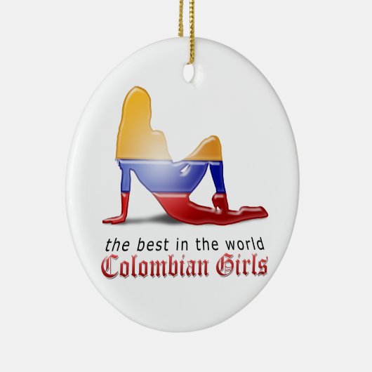 コロンビアの女の子のシルエットの旗 セラミックオーナメント (右)