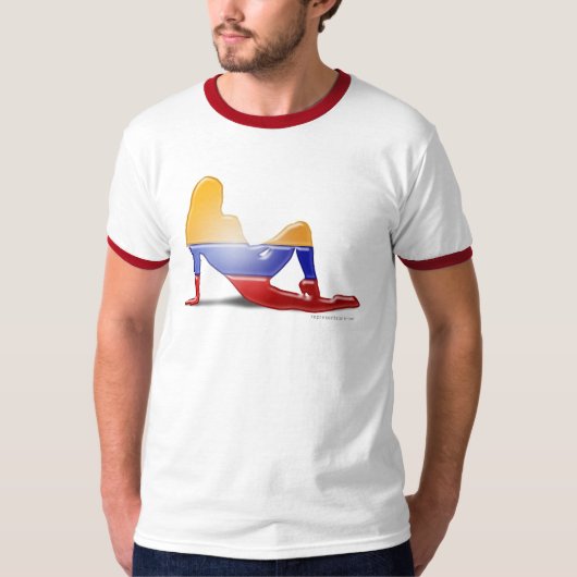 コロンビアの女の子のシルエットの旗 Tシャツ (正面)