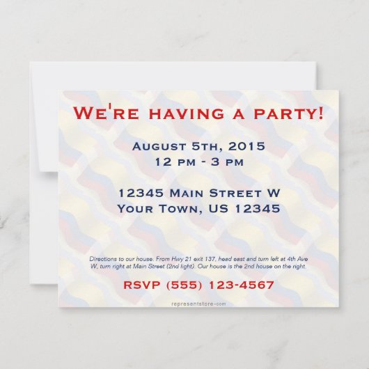 コロンビアの振る旗 招待状 (裏面)