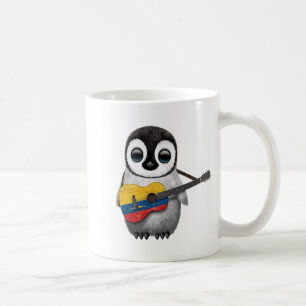 コロンビアの旗のギターを演奏しているベビーのペンギン コーヒーマグカップ