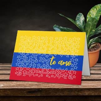 コロンビアの旗のスペインのバレンタイン ホリデー カード