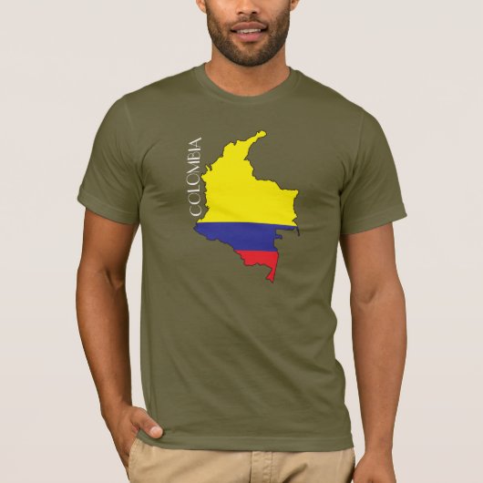 コロンビアの旗地図のワイシャツ Tシャツ (正面)