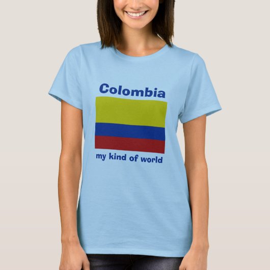 コロンビアの旗＋地図＋テキストTシャツ Tシャツ (正面)