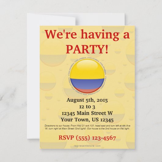 コロンビアの泡旗 招待状 (裏面)