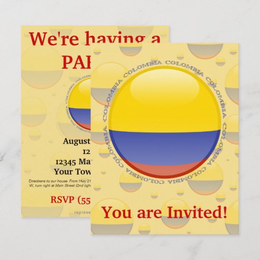 コロンビアの泡旗 招待状 (正面/裏面)