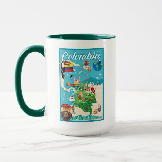 コロンビアの漫画の地図 マグカップ (左)