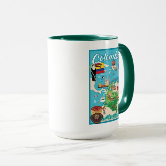 コロンビアの漫画の地図 マグカップ (正面右)