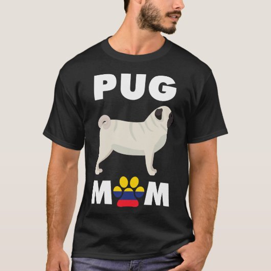 コロンビアの犬 パグ ママ 1013 Tシャツ (正面)