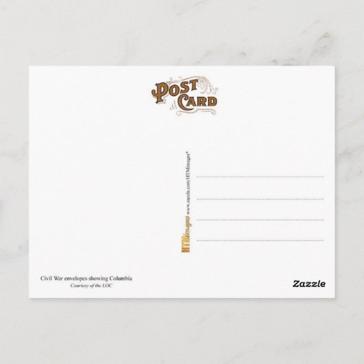 コロンビアを特集した内戦の封筒 ポストカード (裏面)