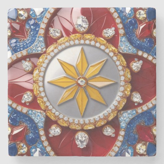 コロンビアカラーの特別な石コースター ストーンコースター (正面)