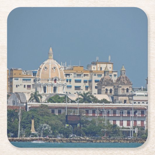 コロンビアカルタヘナの水辺地帯 スクエアペーパーコースター (正面)