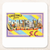 コロンビアサウスカロライナSCのヴィンテージ旅行郵便はがき スクエアペーパーコースター (正面)