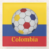 コロンビアサッカーのポスター ガラスコースター (正面)