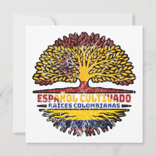 コロンビアスペインのスペイン樹木根国旗 カード