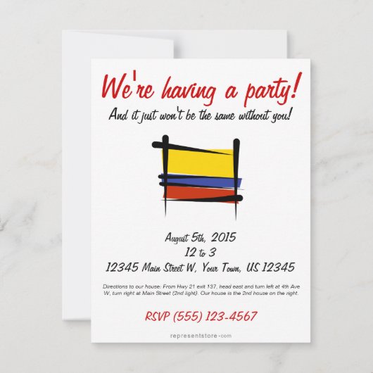 コロンビアブラシ旗 招待状 (裏面)