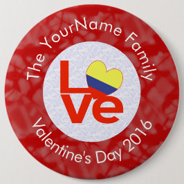 コロンビアレッドLOVEパーソナライズされた国旗 缶バッジ