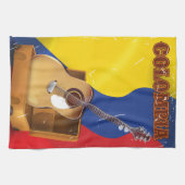 コロンビアヴィンテージバケーションギターポスター キッチンタオル (横)