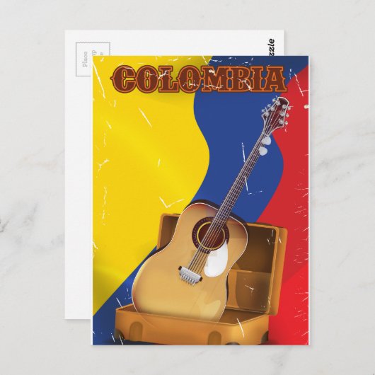 コロンビアヴィンテージバケーションギターポスター ポストカード (正面/裏面)