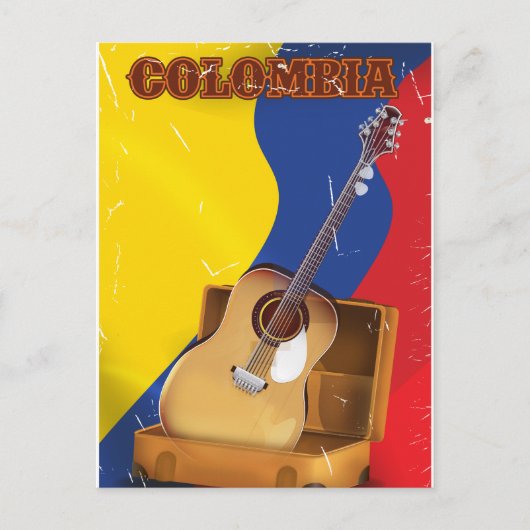 コロンビアヴィンテージバケーションギターポスター ポストカード (正面)