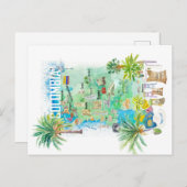 コロンビア図解入りの、写真付きの旅行地図 ポストカード (正面/裏面)