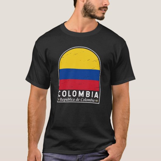 コロンビア国旗のエンブレム動揺してヴィンテージ Tシャツ (正面)
