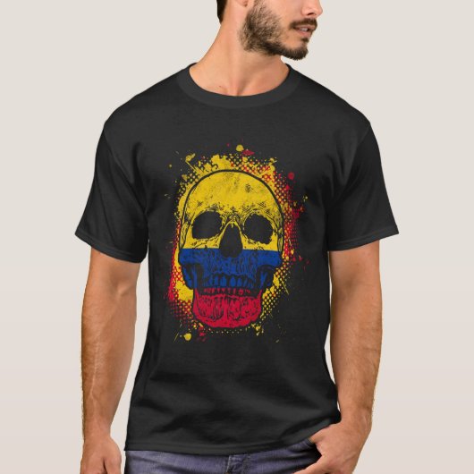コロンビア国旗のスカル Tシャツ (正面)