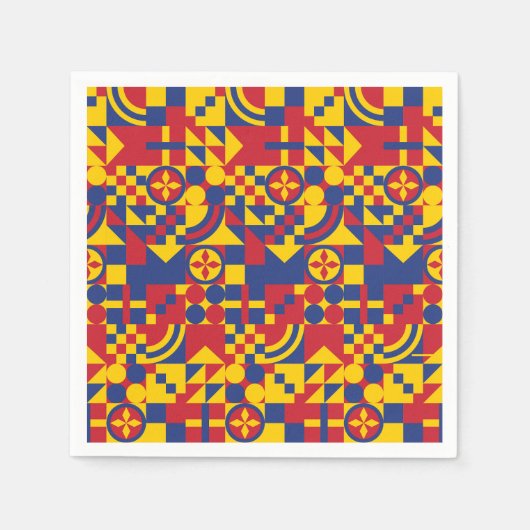 コロンビア国旗のパタカラフルーン スタンダードカクテルナプキン (正面)