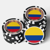 コロンビア国旗の円（木材の背景） ポーカーチップ (積み重ね)